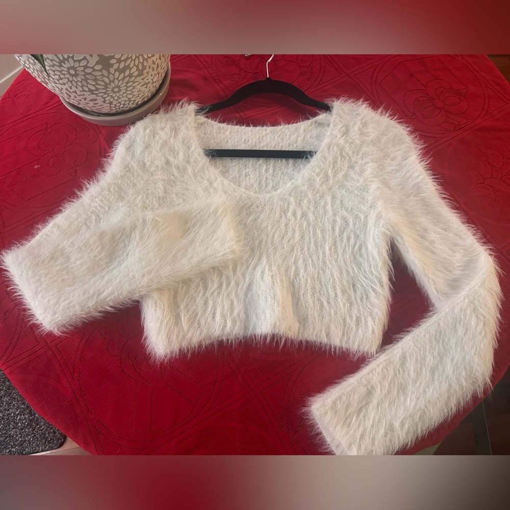 SHEIN White Fuzzy Sweater